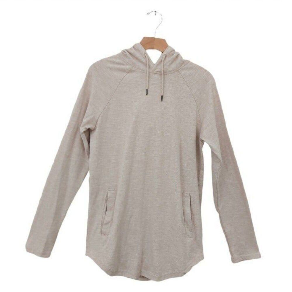 Pacsun Hoodie Womens Small Beige Pullover Scallop Fit Knit Curved Hem Outdoor